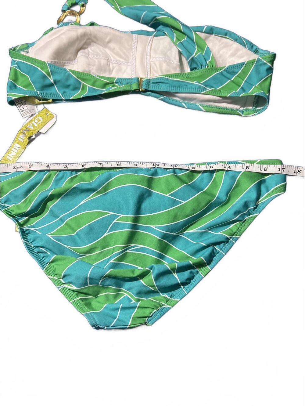 Gianni Bini Basil Green One-Shoulder Bikini Set - Size L - Picture 5 of 7